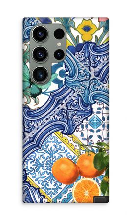 Blue tiles and oranges