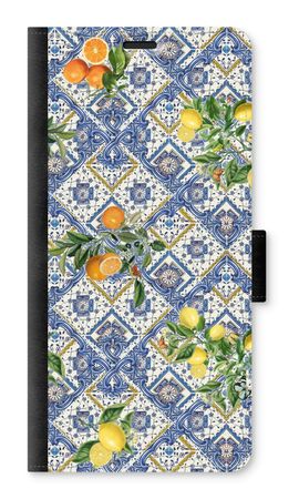 Blue tiles, lemons and oranges - small