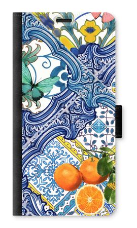 Blue tiles and oranges