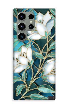 Blue stained glass flowers