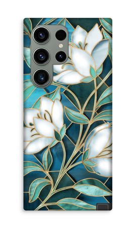 Fleurs en vitrail bleu