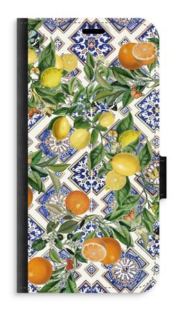 Blue tiles, lemons and oranges