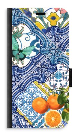 Blue tiles and oranges