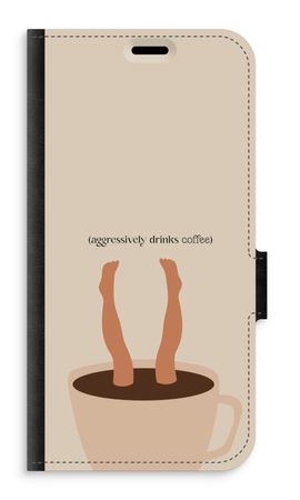 Aggressively drinks coffee