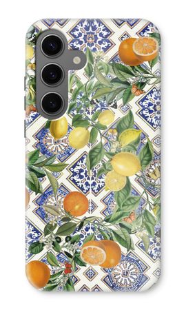 Carreaux bleus, citrons et oranges