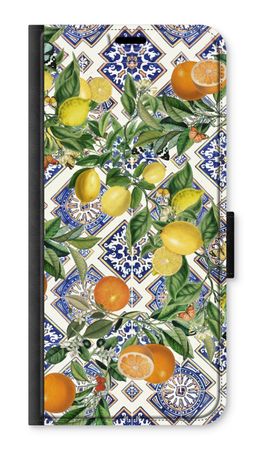 Blue tiles, lemons and oranges