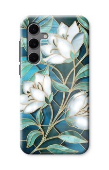 Blue stained glass flowers