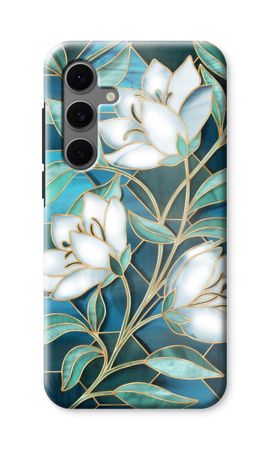 Blue stained glass flowers