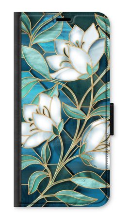 Blue stained glass flowers
