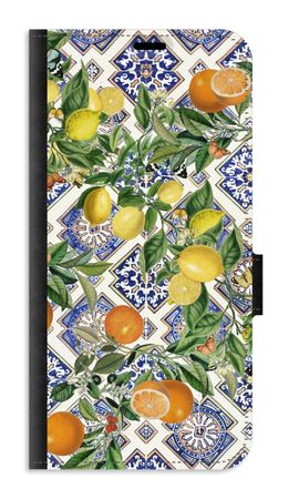 Blue tiles, lemons and oranges