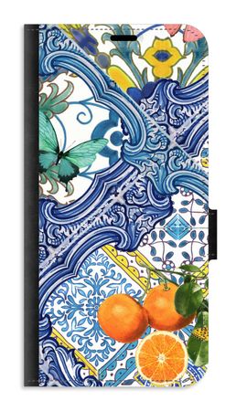 Blue tiles and oranges