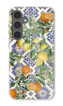 Blue tiles, lemons and oranges