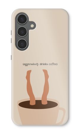 Aggressively drinks coffee