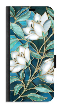 Blue stained glass flowers