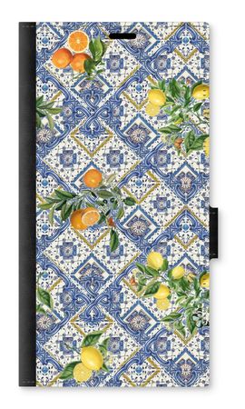 Blue tiles, lemons and oranges - small