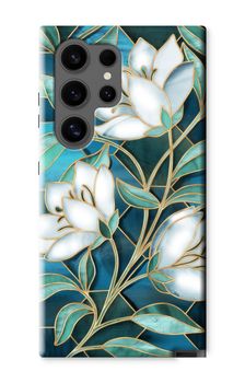 Blaue Glasmalerei Blumen