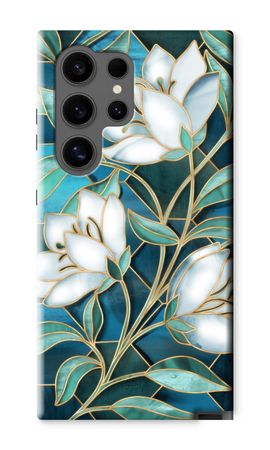 Blue stained glass flowers