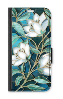 Blue stained glass flowers
