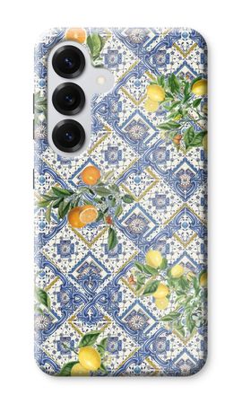 Blue tiles, lemons and oranges - small