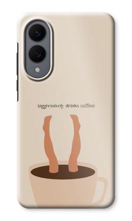 Aggressively drinks coffee