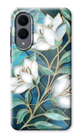 Blue stained glass flowers