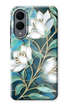 Blaue Glasmalerei Blumen