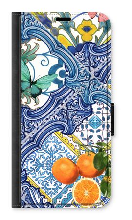 Blue tiles and oranges