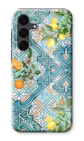 Carreaux bleus, citrons et oranges