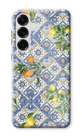 Blue tiles, lemons and oranges - small