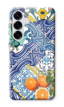 Blue tiles and oranges