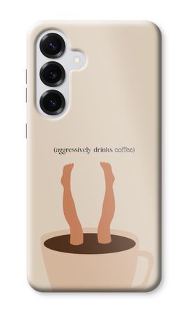 Aggressively drinks coffee