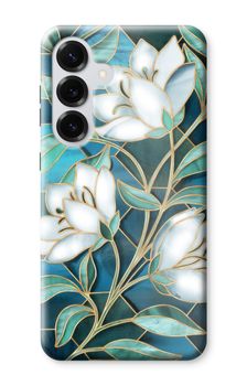 Blaue Glasmalerei Blumen