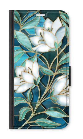 Blue stained glass flowers