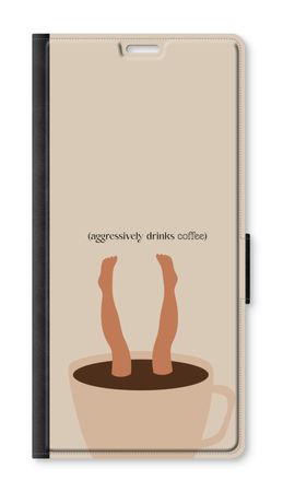 Aggressively drinks coffee