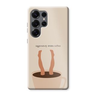 Aggressively drinks coffee