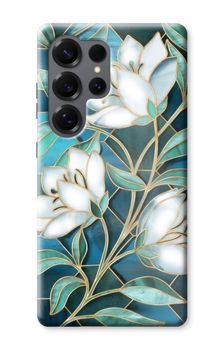 Blaue Glasmalerei Blumen