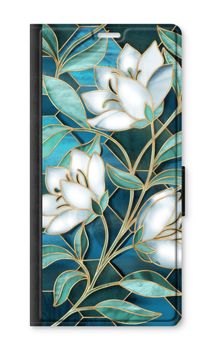 Blue stained glass flowers