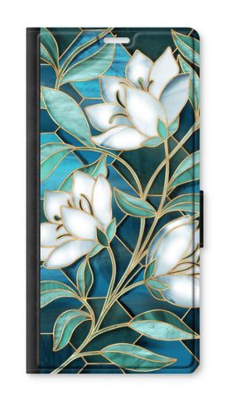 Blue stained glass flowers