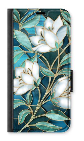 Blue stained glass flowers