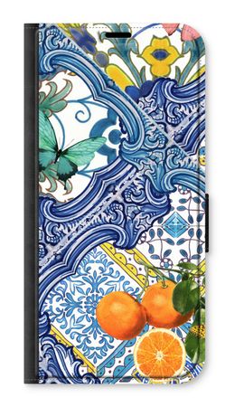 Blue tiles and oranges