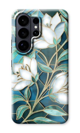 Blue stained glass flowers