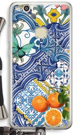 Blue tiles and oranges