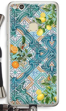 Blue tiles, lemons and oranges