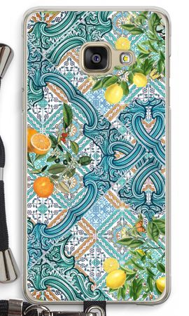 Blue tiles, lemons and oranges