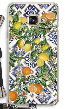 Blue tiles, lemons and oranges