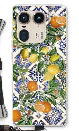 Blue tiles, lemons and oranges