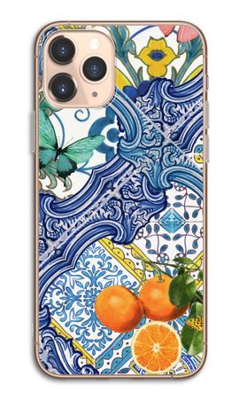 Blue tiles and oranges