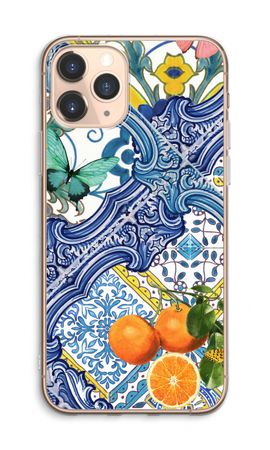 Blue tiles and oranges