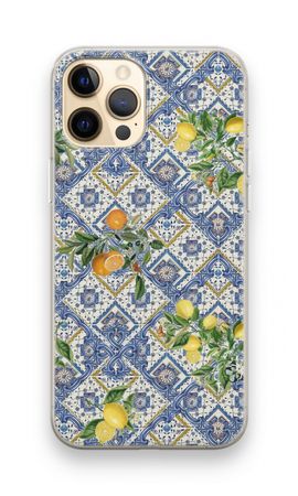 Blue tiles, lemons and oranges - small