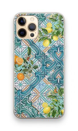 Blue tiles, lemons and oranges